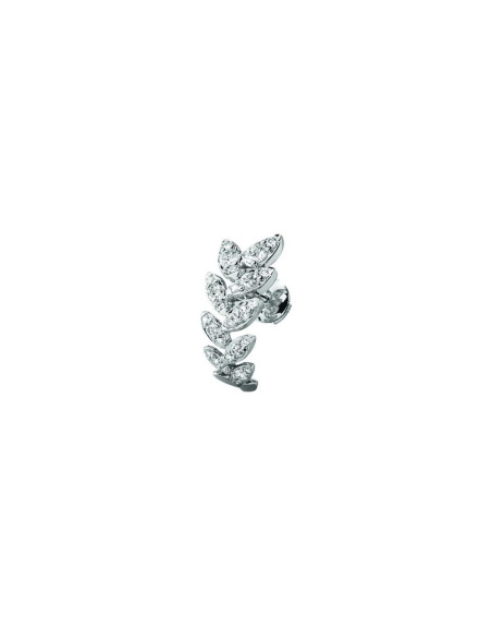 Boucles d'oreille or blanc feuilles pavées diamants