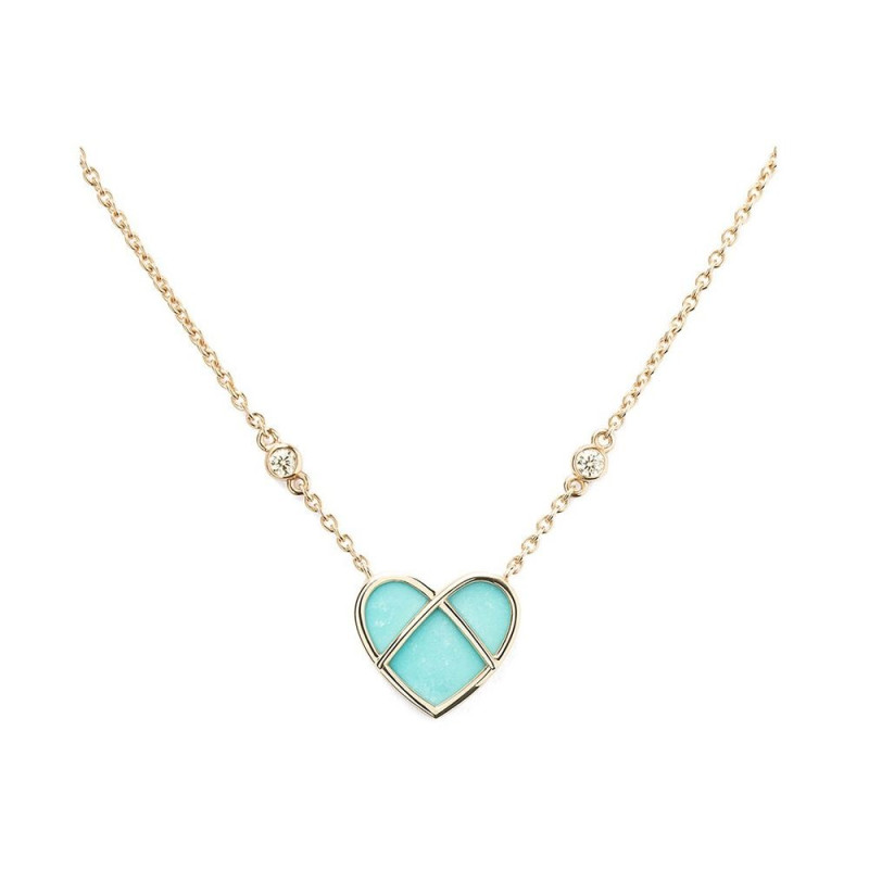 Collier Poiray Attrape Coeur PM or jaune turquoise