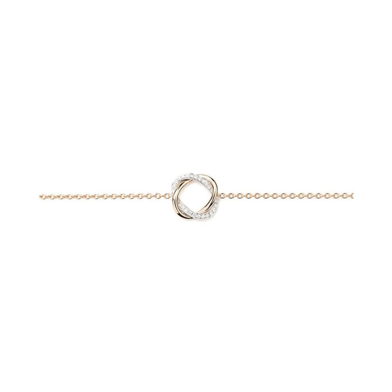 Bracelet Tresse or rose or gris diamants 17.5cm