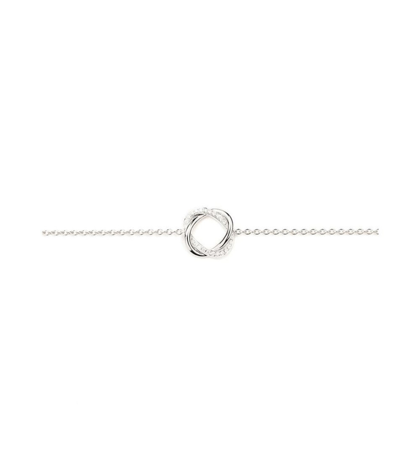 Bracelet chaîne Tresse or blanc diamants 17.5cm
