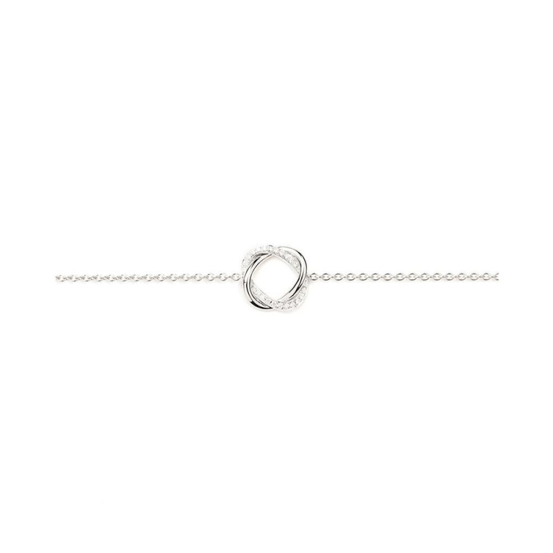 Bracelet chaîne Poiray Tresse or blanc diamants 17.5cm