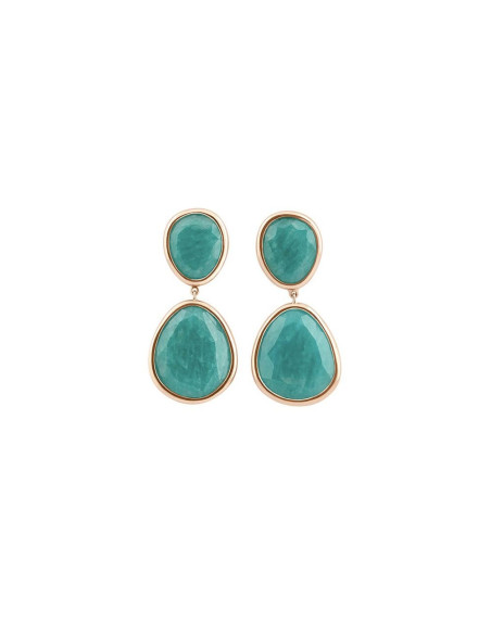 Boucles d'oreille or rose amazonite