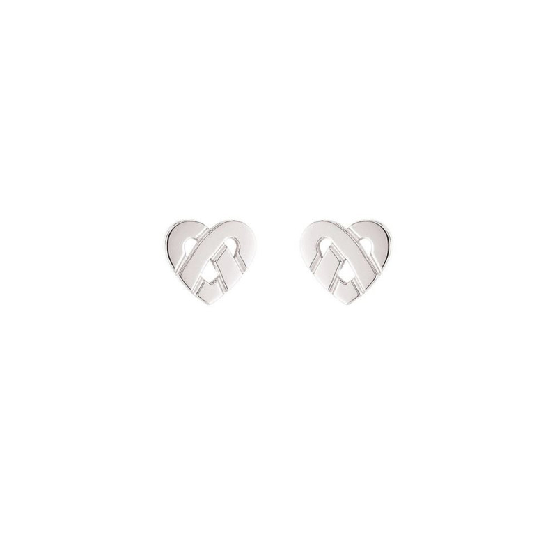 Boucles d'oreille Poiray  Coeur entrelacé mini or blanc
