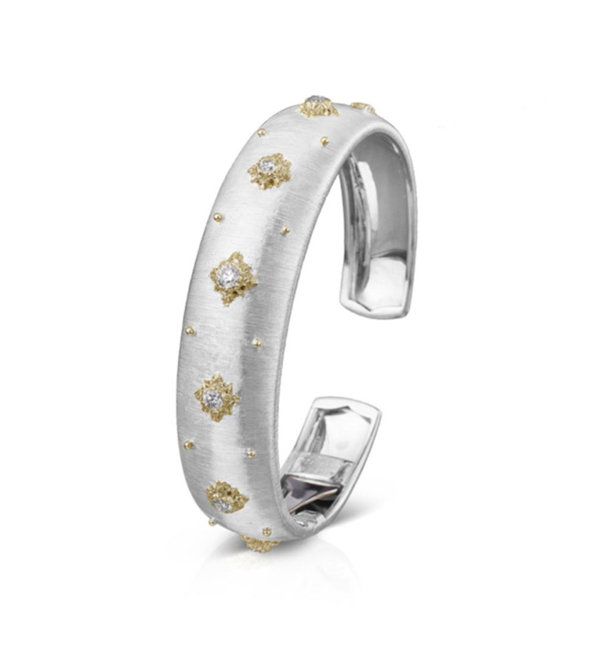 Bracelet Manchette Buccellati Macri or blanc diamants