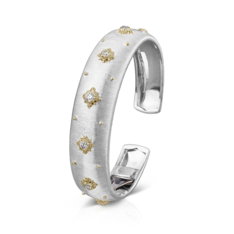 Bracelet Manchette Buccellati Macri or blanc diamants