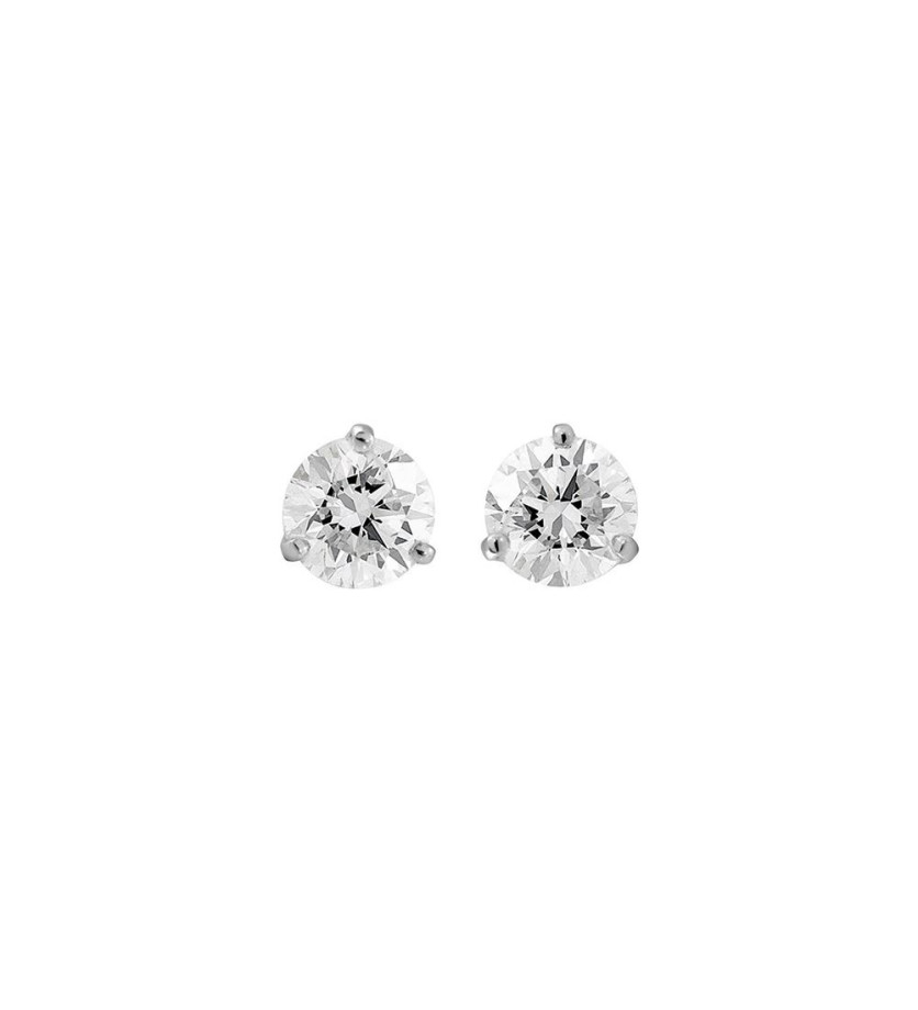 Puces d'oreille or gris diamants 0,80ct GSI