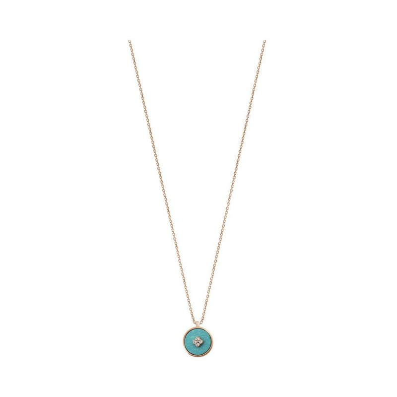 Collier or rose pastille turquoise diamants