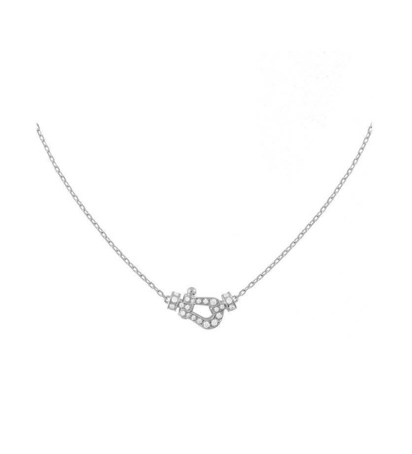 Collier chaine Force 10 PM or blanc full pavé diamants