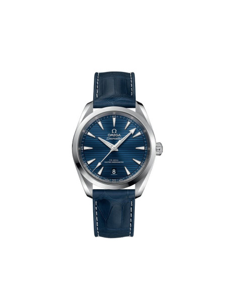 Montre Omega Seamaster Aqua Terra 150M automatique cadran bleu bracelet en cuir de veau bleu 38mm