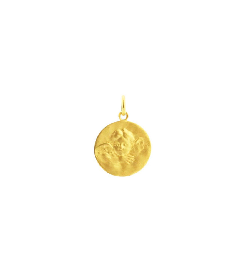 Médaille Ange de Robida or jaune 18mm mince