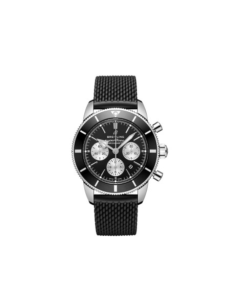 Montre Breitling Superocean Heritage B01 Chronographe automatique cadran noir bracelet caoutchouc noir 44mm