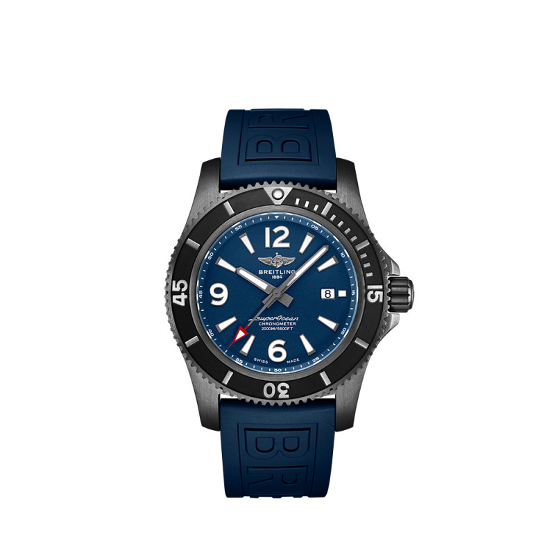 Montre Breitling Superocean Automatic BlackSteel cadran bleu bracelet caoutchouc bleu 46mm