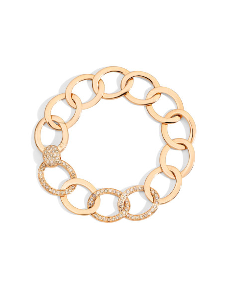 Bracelet Pomellato Brera en or rose avec 3 maillons diamants bruns