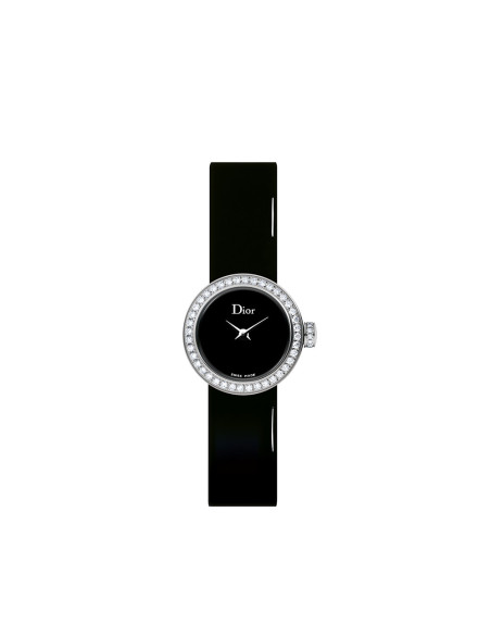 Montre La Mini D de Dior 19mm Cadran Nacre Noir Bracelet Veau Vernis Noir
