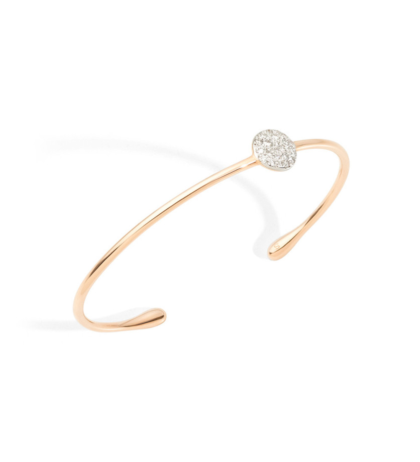 Bracelet Pomellato jonc Sabbia or rose diamants 16 cm