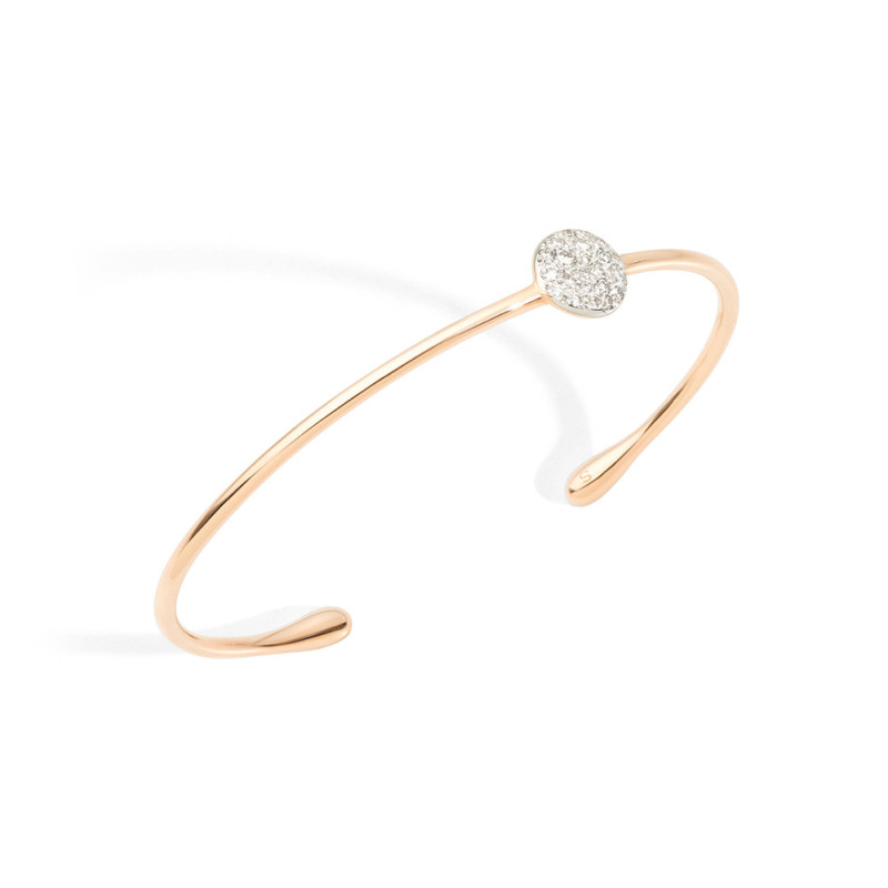 Bracelet Pomellato jonc Sabbia or rose diamants 16 cm