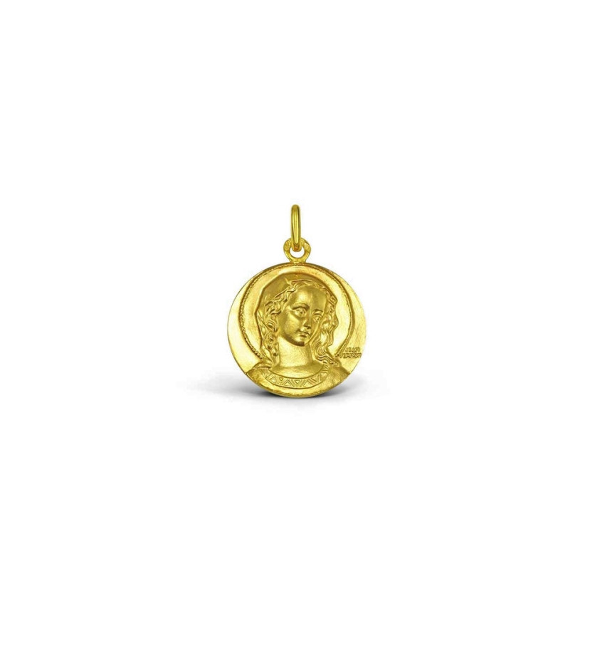 Médaille Virgo Amabilis 18mm or jaune sablé