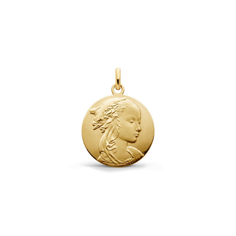 Médaille Arthus Bertrand  Vierge Adorazione 18mm or jaune poli/sablé