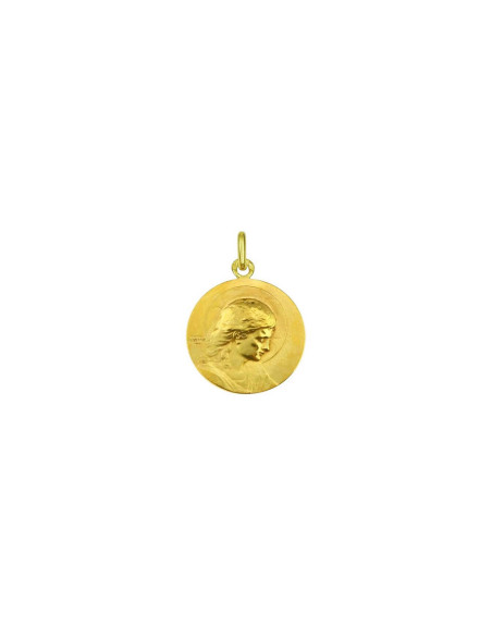 Médaille Jésus Adolescent 18mm or jaune sablé