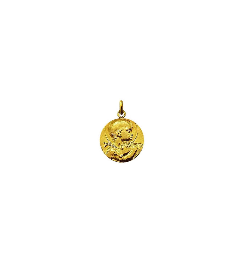Médaille Saint Jean Baptiste de Guzmann or jaune sablé mince 18mm