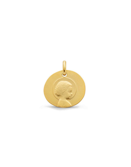 Médaille Christ Enfant 16mm or jaune sablé