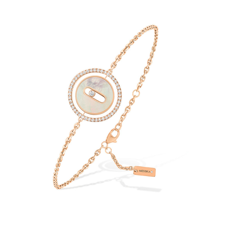 Bracelet Lucky Move PM Or Rose Nacre Blanche Diamants