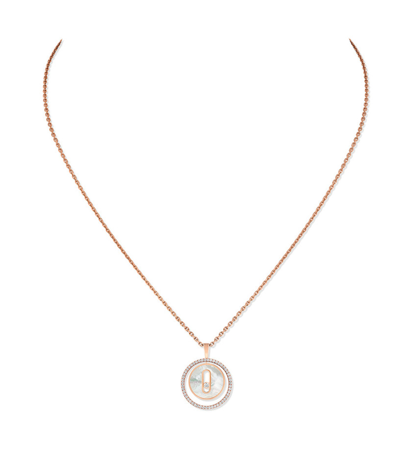 Collier Lucky Move PM or rose nacre blanche diamants
