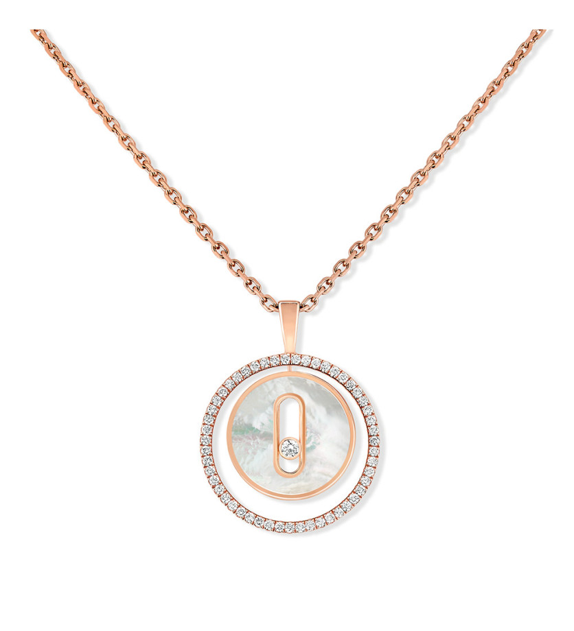 Collier Lucky Move PM or rose nacre blanche diamants