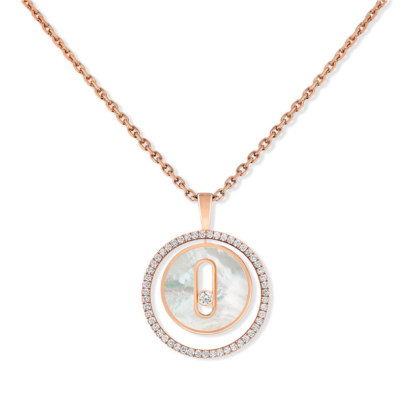 Collier Lucky Move PM Or Rose Nacre Blanche Diamants