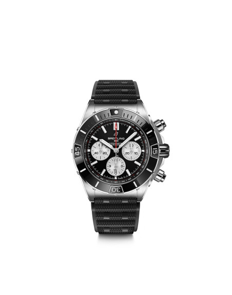 Montre Breitling Super Chronomat B01 automatique cadran noir bracelet caoutchouc noir 44mm