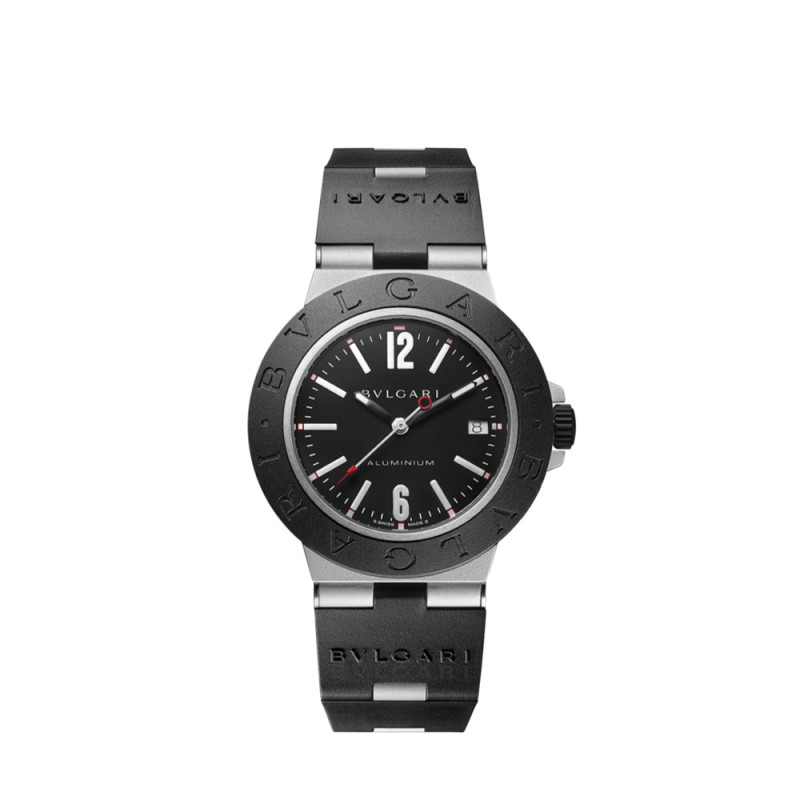 Montre Bvlgari Aluminium automatique cadran noir bracelet en caoutchouc noir 40 mm