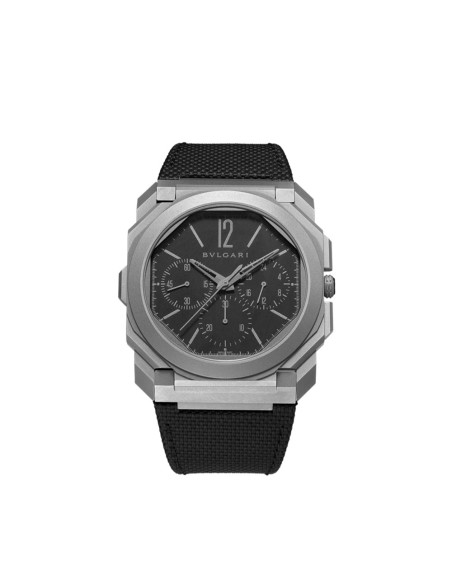 Montre Bulgari Octo Finissimo GMT automatique cadran noir bracelet en caoutchouc noir 42 mm