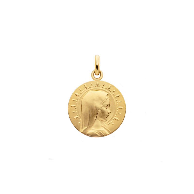 Médaille Arthus Bertrand Vierge Jeune étoilée or jaune sablée 18mm