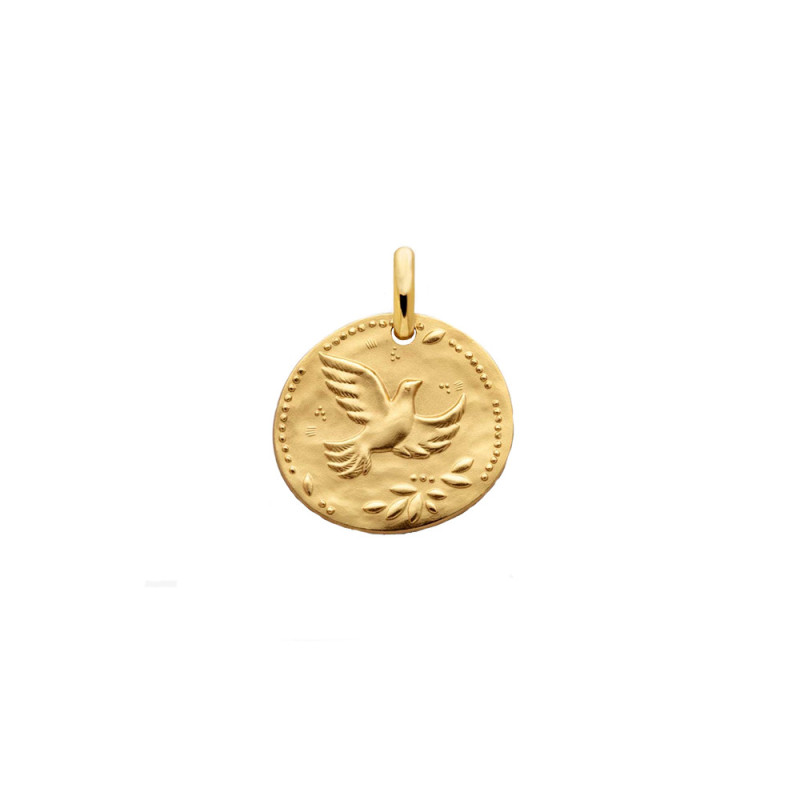 Médaille Arthus Bertrand Galet Colombe aux étoiles 16 mm en or jaune