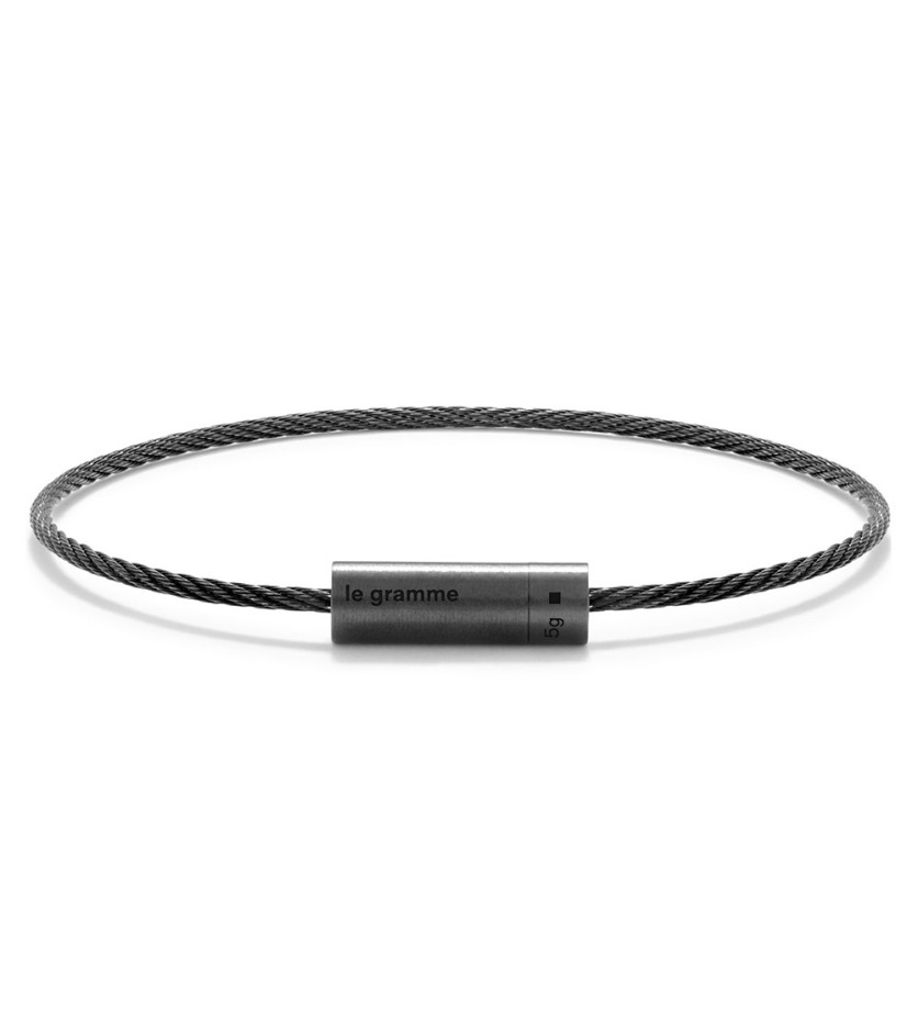 Bracelet câble céramique 5 Grammes lisse brossé céramique noire