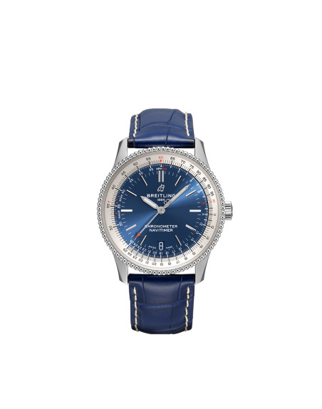 Montre Breitling Navitimer Automatic cadran bleu bracelet en cuir d'alligator bleu 38mm