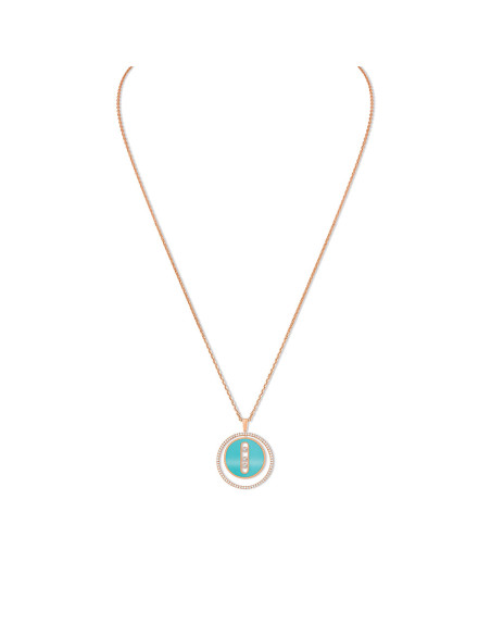 Collier Lucky Move MM Or Rose Turquoise Diamants