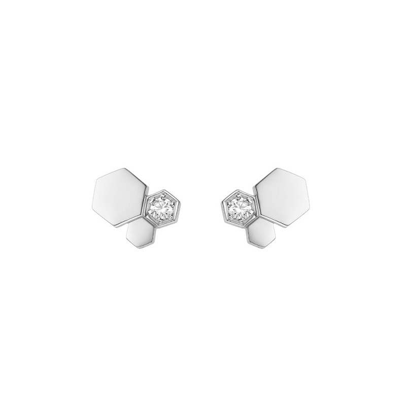 Puces d'oreille Bee My Love or blanc diamants