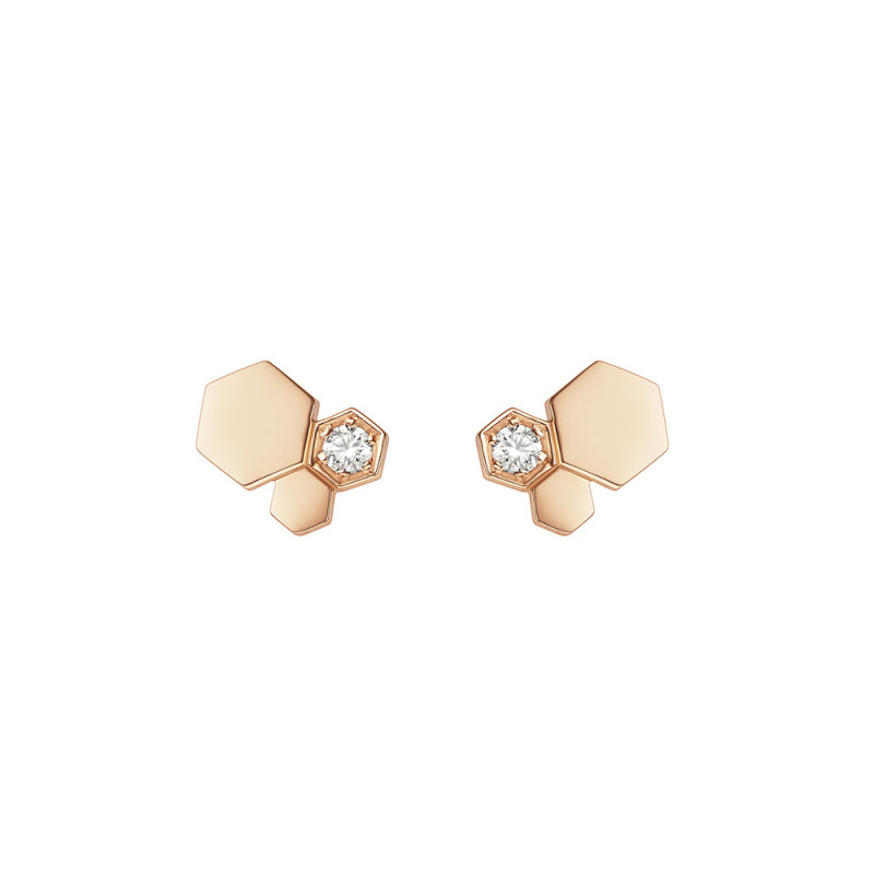 Puces d'oreilles Chaumet Bee My Love or rose diamants