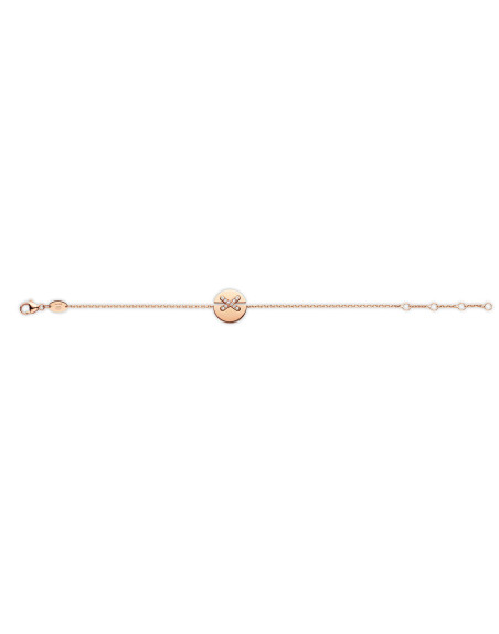 Bracelet Jeux de Liens Harmony petit modèle (13mm) or rose liens pavés diamants sur chaîne en or ros