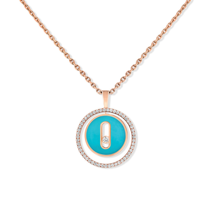 Collier Messika Lucky Move Or Rose Turquoise Diamants Petit Modèle