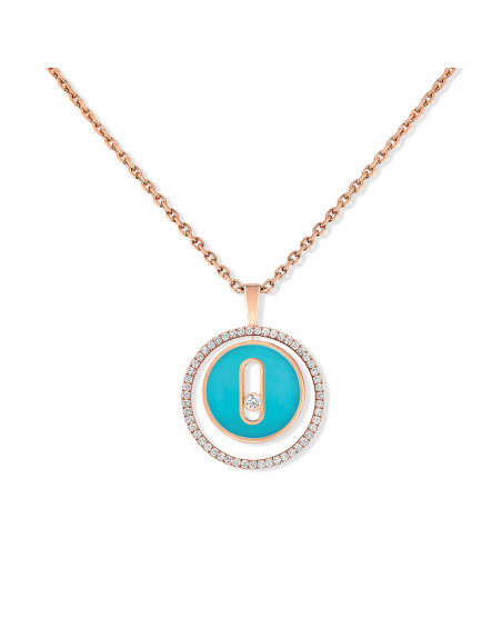 Collier Messika Lucky Move PM or rose turquoise diamants