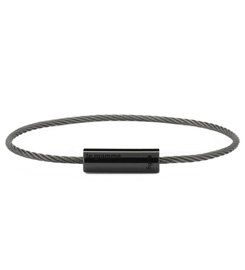 Bracelet câble 5 grammes lisse poli céramique noire