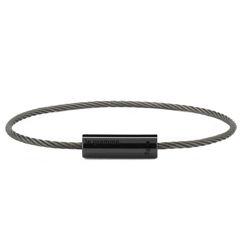 Bracelet Le Gramme câble 5 grammes lisse poli céramique noire
