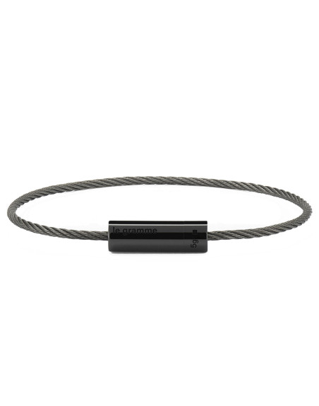 Bracelet câble 5 grammes lisse poli céramique noire