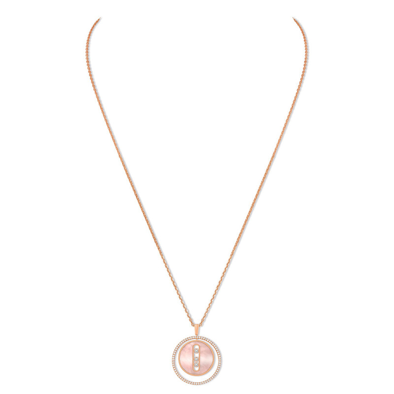 Collier Messika Lucky Move MM or rose nacre rose diamants