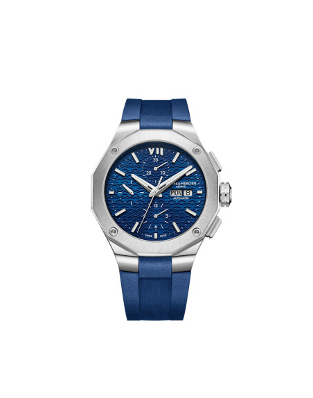 Montre Riviera Chronographe 43mm Automatique Acier Cadran Bleu Bracelet Caoutchouc Bleu
