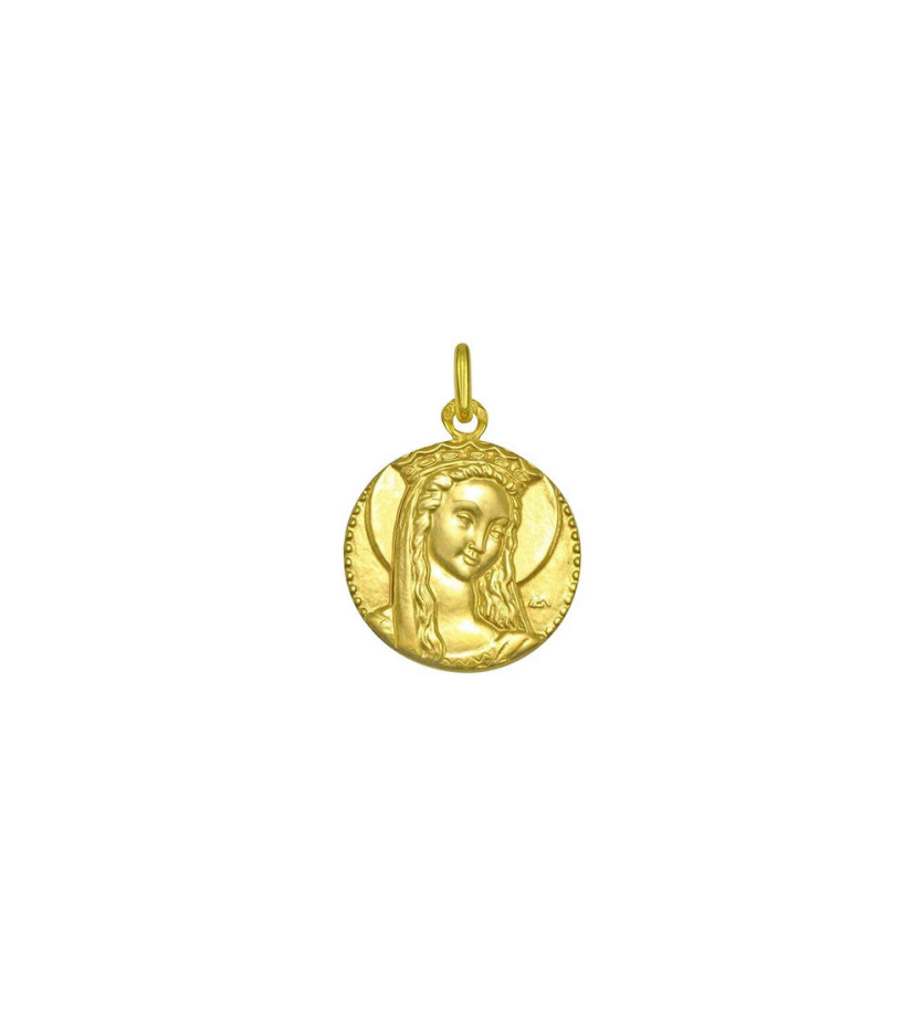 Médaille Vierge Couronnée 21mm or jaune poli