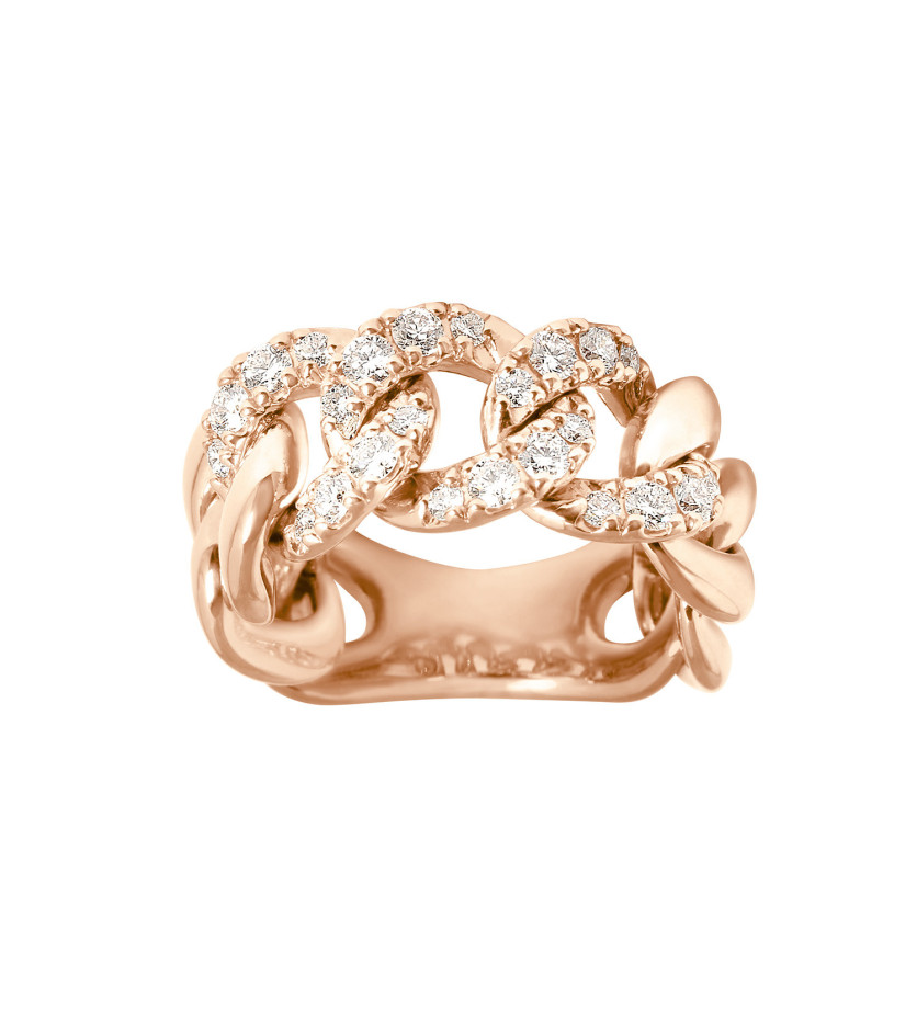 Bague Frojo Gourmette or rose 3 mailles