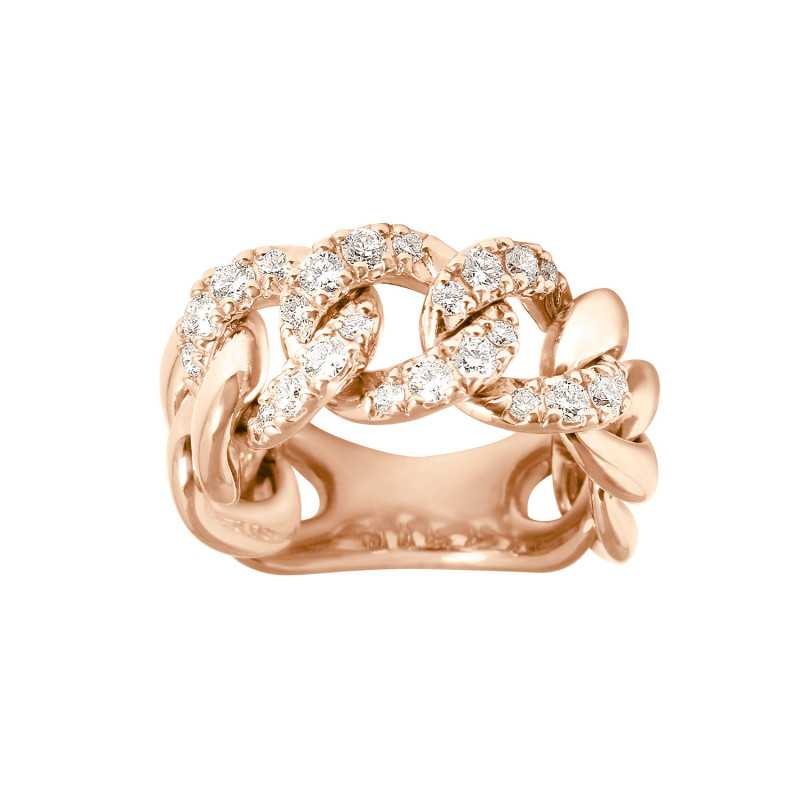 Bague Frojo Gourmette or rose 3 mailles